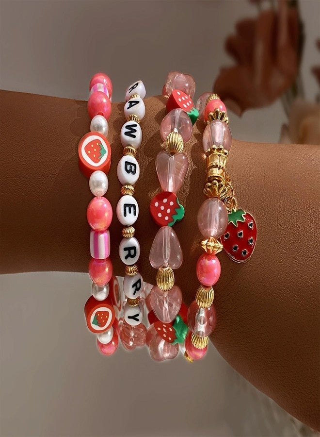 72ore Strawberry Bracelet Strawberry Accessories Red Bracelets for Women Fruit Jewelry Valentines Day Outfit for Women - Image 3