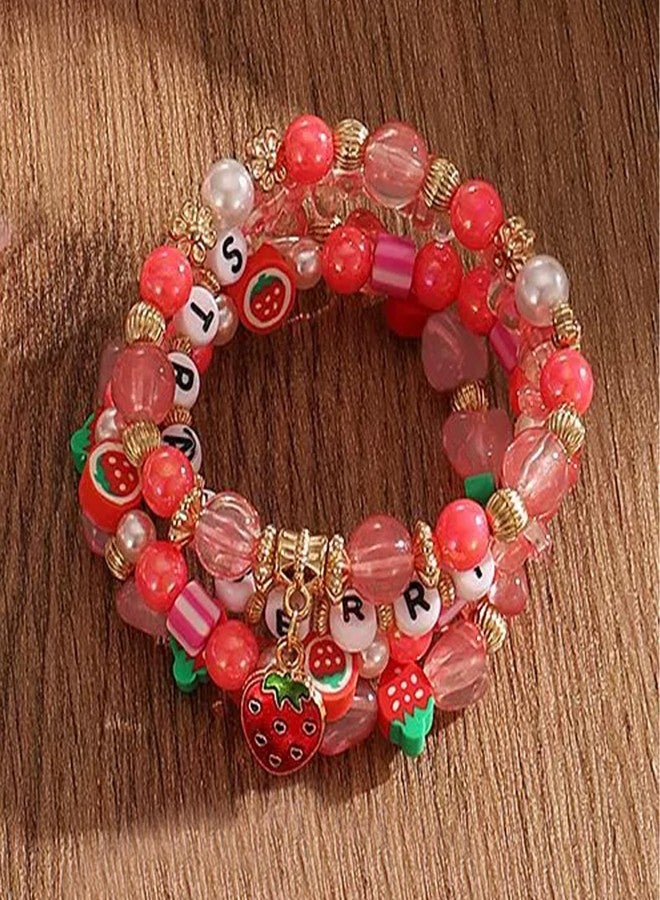 72ore Strawberry Bracelet Strawberry Accessories Red Bracelets for Women Fruit Jewelry Valentines Day Outfit for Women - Image 5