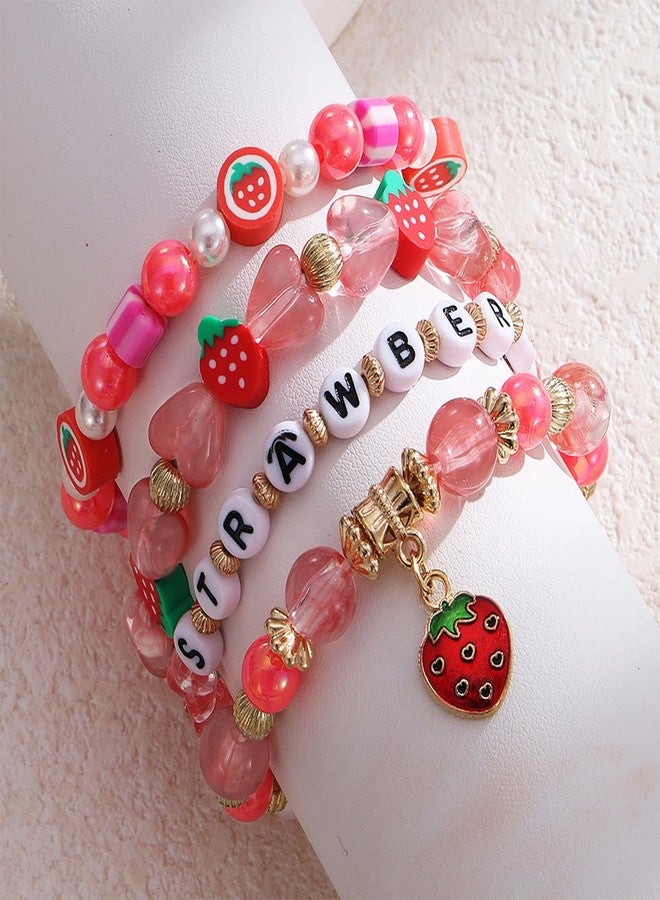 72ore Strawberry Bracelet Strawberry Accessories Red Bracelets for Women Fruit Jewelry Valentines Day Outfit for Women - Image 4