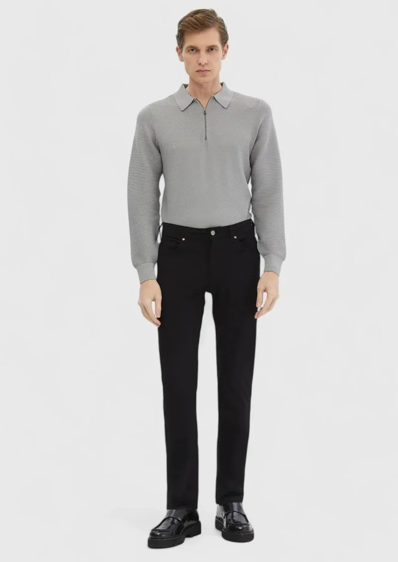 رامسي بنطال كاجوال أسود محبوك بقصة ضيقة