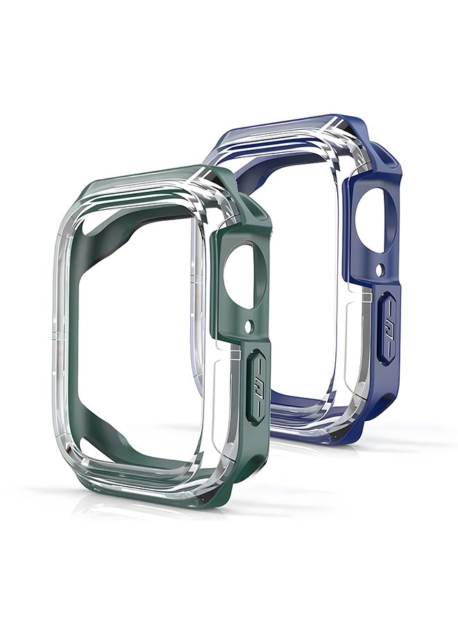 O Ozone (Pack of 2) Case Compatible with Apple Watch 10 Series 46mm, Anti-Scratch Shockproof TPU Protective Case Full Coverage Bumper Shell Case Cover - Blue & Green - Image 1