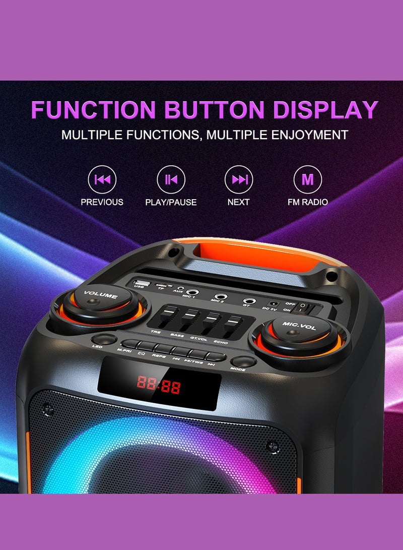 singe Double 8 Inch Woofer Portable Wireless Karaoke Trolley Speaker With Wireless Mic Stage Party BT Big Power DJ Speaker - Image 3