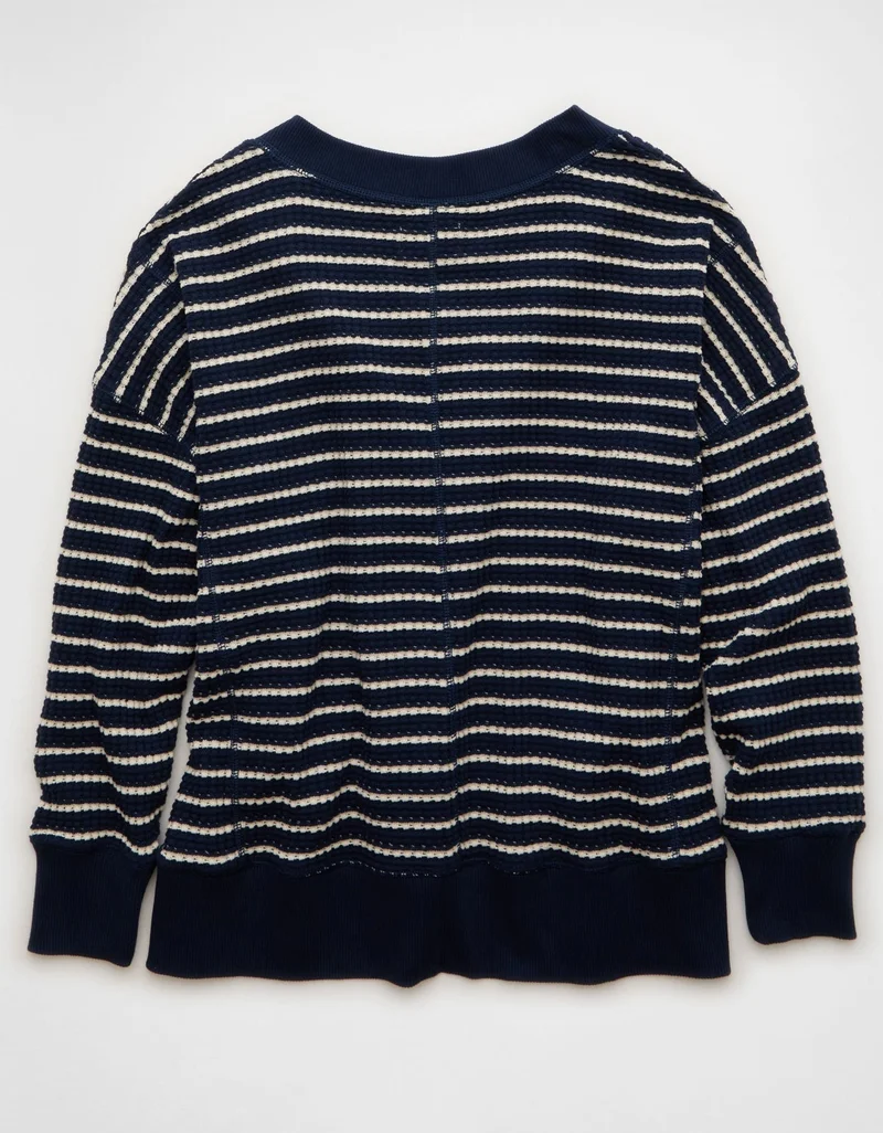 American Eagle  AE Big Hug V-Neck Waffle Sweatshirt for Women | Best Price UAE