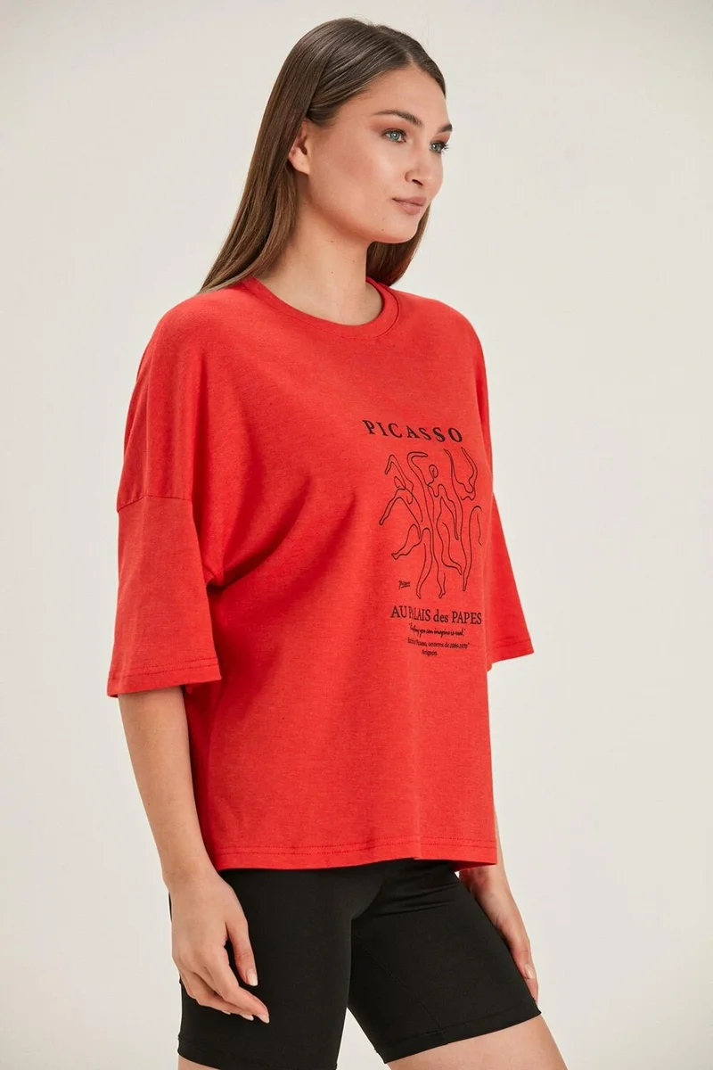 الكسندر جاردي Oversize Printed T-Shirt (B22-32000)