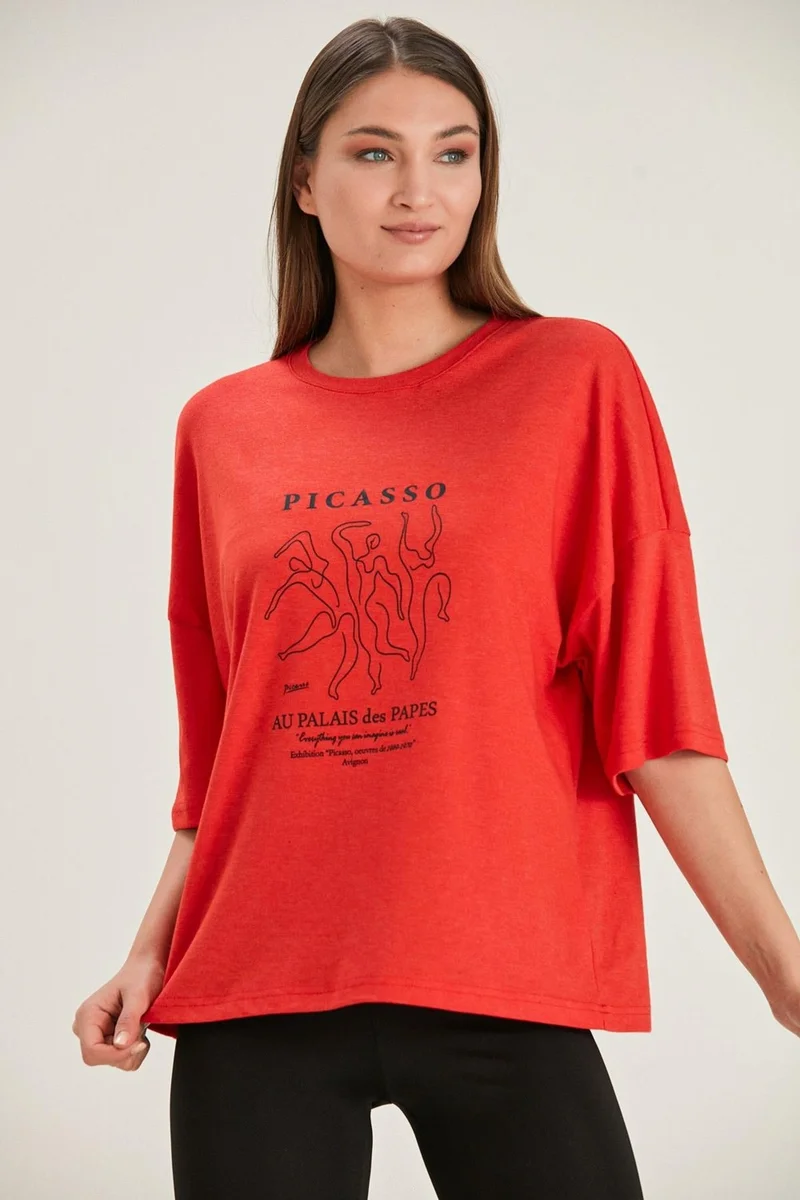 الكسندر جاردي Oversize Printed T-Shirt (B22-32000)
