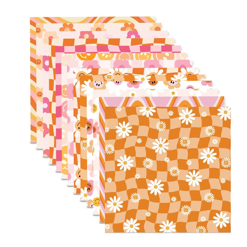 BHNACIER 24 Sheets Boho Little Orange Daisy Scrapbook Paper Pad Boho Daisy Floral Pattern Paper DoubleSided Groovy Hippie Flowes Rainbow Decorative Craft Papers Scrapbooking Supplies118x118 - Image 3