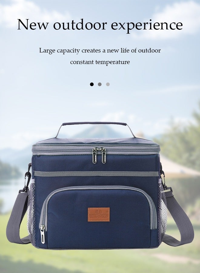 Loquat Insulated Lunch Bag for Women/Men - Reusable Lunch Box Cooler Tote Bag for Office Work School Picnic Beach - Leakproof Freezable Cooler Bag with Adjustable Shoulder Strap for Kids/Adult (Blue) - Image 4