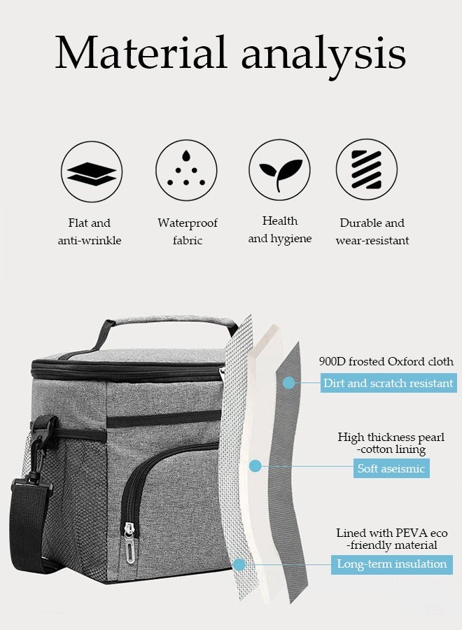 Loquat Insulated Lunch Bag for Women/Men - Reusable Lunch Box Cooler Tote Bag for Office Work School Picnic Beach - Leakproof Freezable Cooler Bag with Adjustable Shoulder Strap for Kids/Adult (Blue) - Image 5