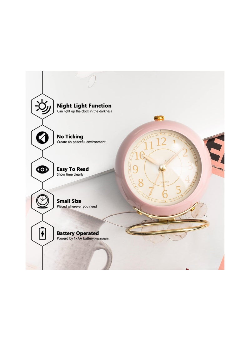 كابتن تيك Desk Alarm Clock with Light, Silent No Ticking, Small Table Clock for Bedside/Bedroom/Living Room/Office/Travel/Kids/Room Decor Aesthetic Vintage - Image 2