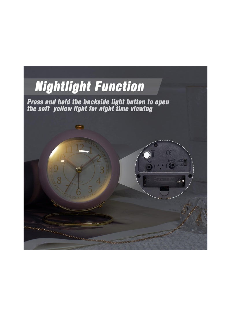 كابتن تيك Desk Alarm Clock with Light, Silent No Ticking, Small Table Clock for Bedside/Bedroom/Living Room/Office/Travel/Kids/Room Decor Aesthetic Vintage - Image 3