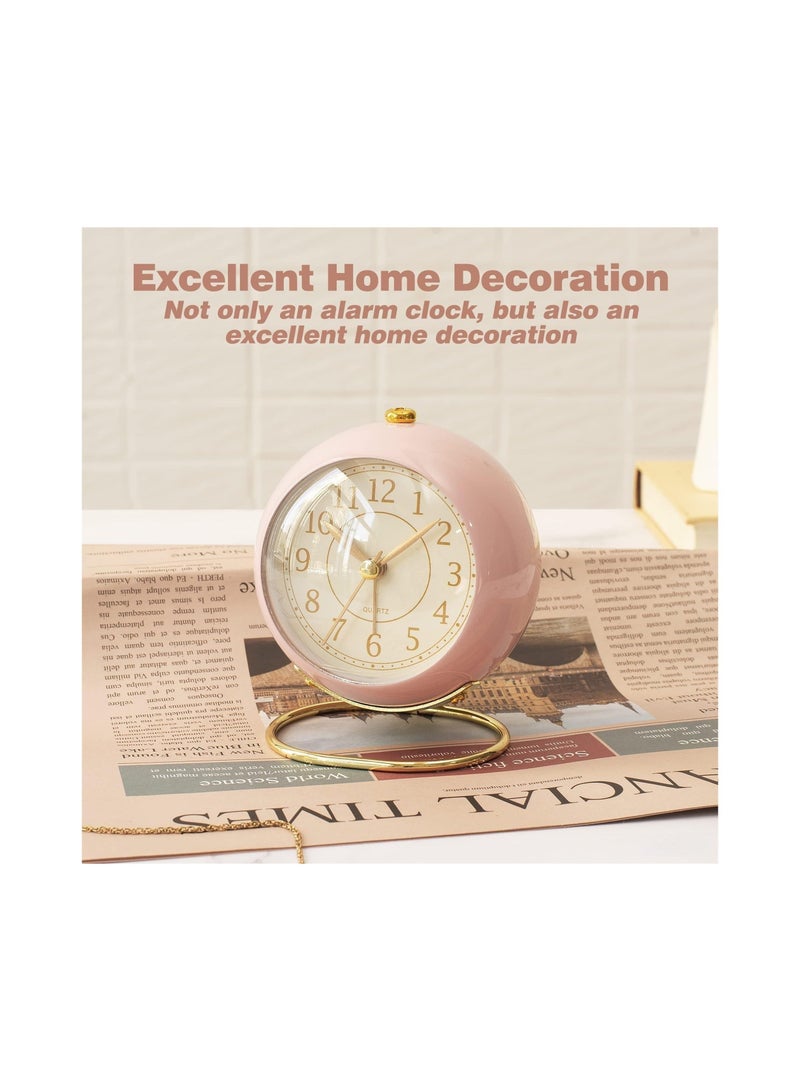 كابتن تيك Desk Alarm Clock with Light, Silent No Ticking, Small Table Clock for Bedside/Bedroom/Living Room/Office/Travel/Kids/Room Decor Aesthetic Vintage - Image 5