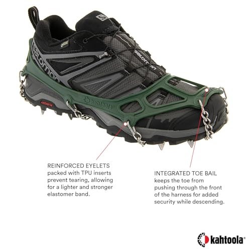 Kahtoola MICROspikes Footwear Traction for Winter Trail Hiking & Ice Mountaineering - Forest Green - Large - Image 3