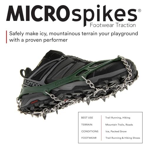 Kahtoola MICROspikes Footwear Traction for Winter Trail Hiking & Ice Mountaineering - Forest Green - Large - Image 2