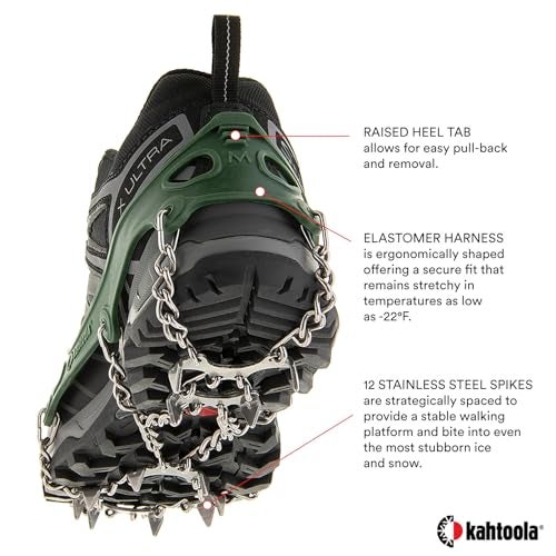 Kahtoola MICROspikes Footwear Traction for Winter Trail Hiking & Ice Mountaineering - Forest Green - Large - Image 4