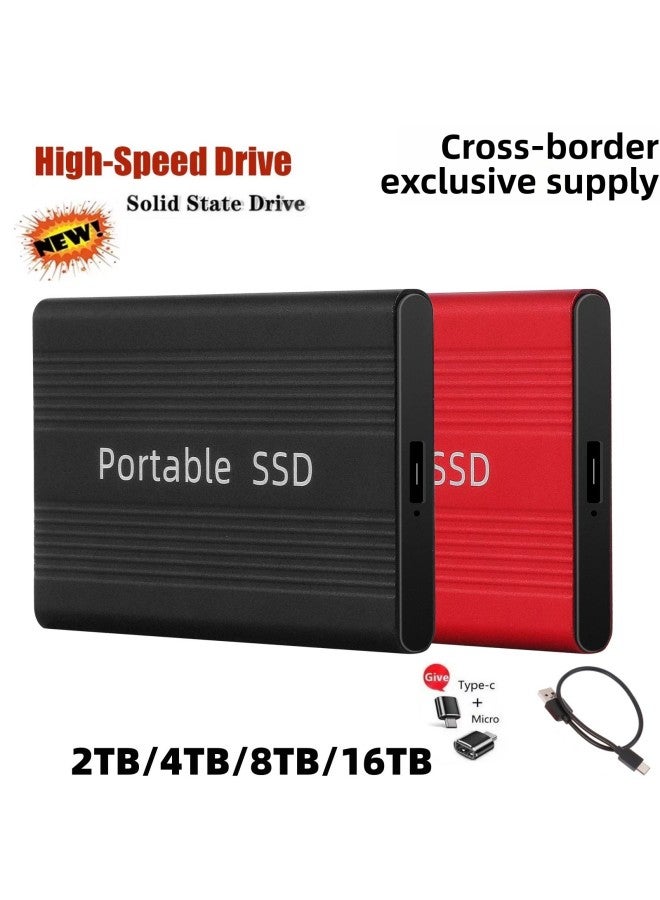 Exclusive SSD Mobile Solid State Drive Expansion Upgrade Capacity 2TB4TB8TB16TB High-speed USB3.0-capacity:16TB-Interface:red - Image 1
