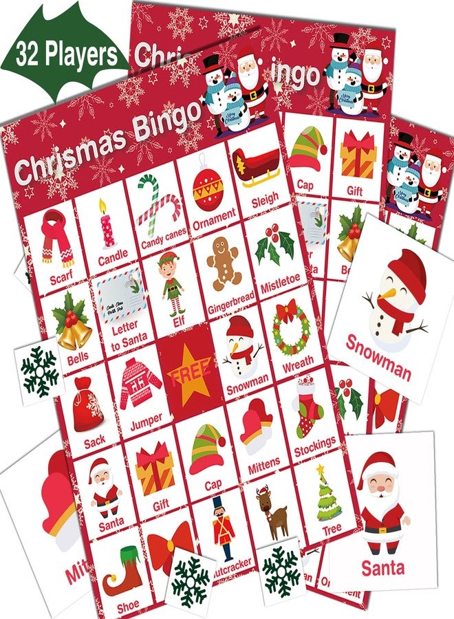 V-Opitos Christmas Bingo Game, 32 Players - Christmas Party Games for Kids and Adults, Xmas Bingo Card for Family/Class/Group Activities - Image 1
