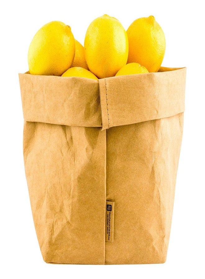 Restaurantware DuraLux 6.3 x 9.8 Inch Washable Grocery Bag 1 Heavy-Duty Paper Bag Flower Pot - Reusable Store Produce Kraft Paper Sustainable Shopping Bag For Organizing Pantries Or Kitchens - Image 1