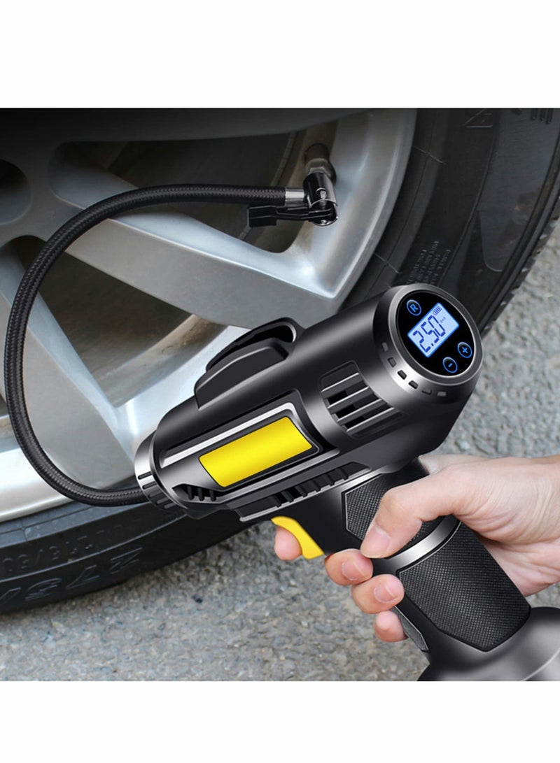 Tire Inflator, Rechargeable Lithium Ion Battery Portable Handheld Fast Inflation Auto Tire Pump with Digital Pressure Gauge for Car Motorcycles Tires - Image 2