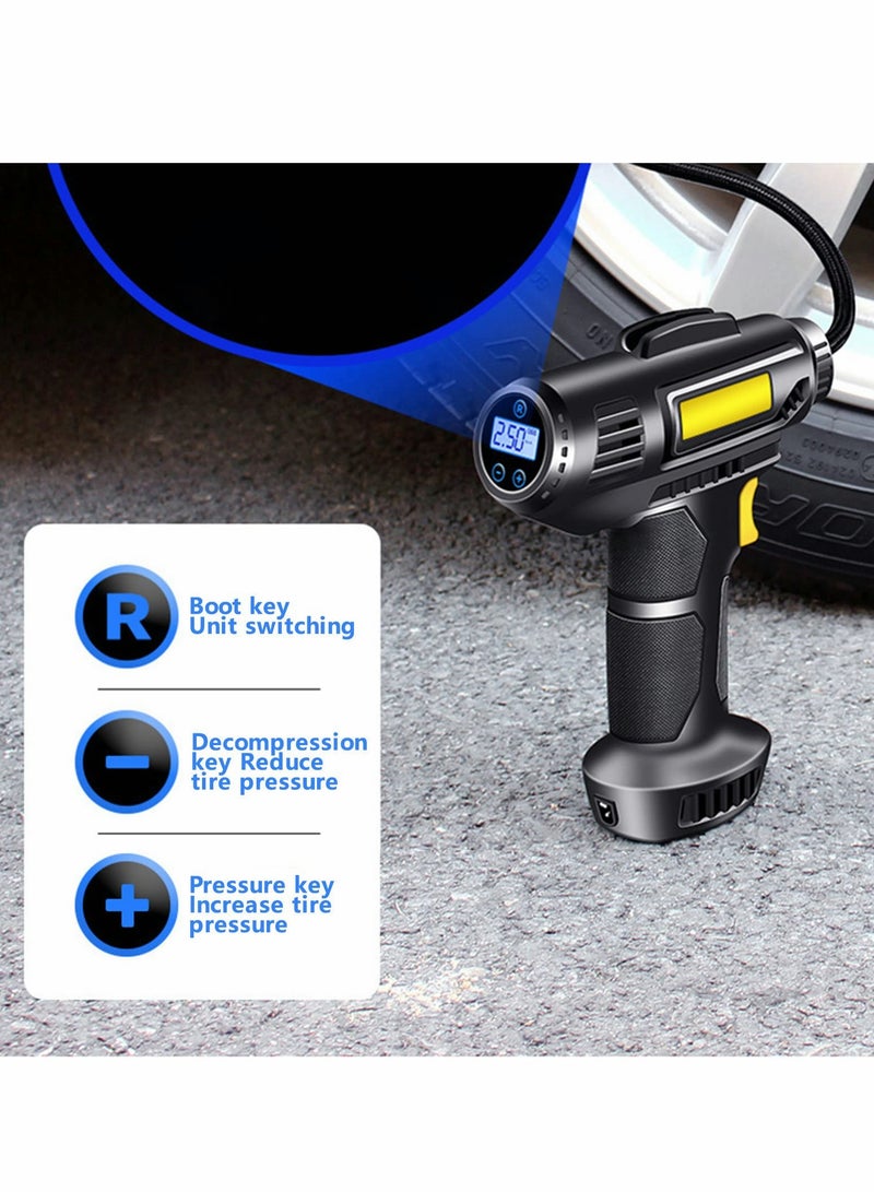 Tire Inflator, Rechargeable Lithium Ion Battery Portable Handheld Fast Inflation Auto Tire Pump with Digital Pressure Gauge for Car Motorcycles Tires - Image 4