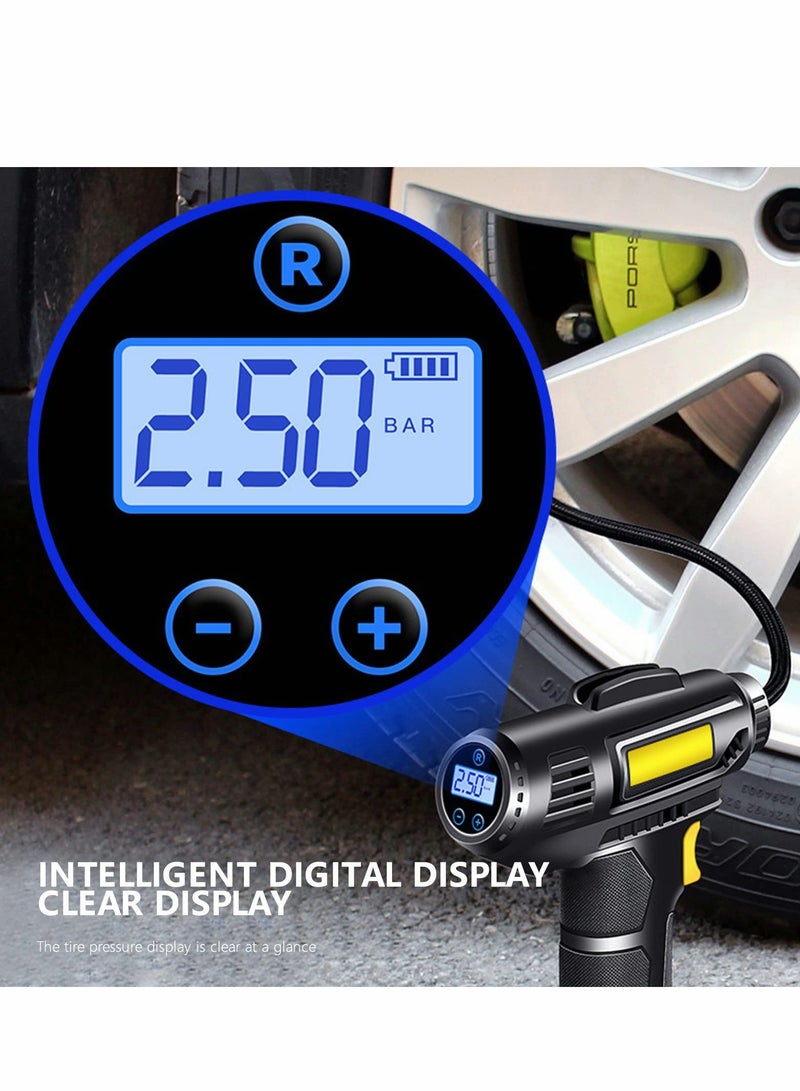 Tire Inflator, Rechargeable Lithium Ion Battery Portable Handheld Fast Inflation Auto Tire Pump with Digital Pressure Gauge for Car Motorcycles Tires - Image 5