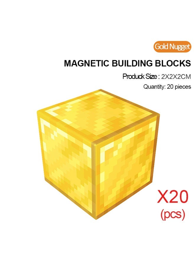 ماين كرافت 20 قطعة مكعبات مغناطيسية لبناء شخصيات ماينكرافت، ألعاب تركيبية قابلة للتكديس - Image 1