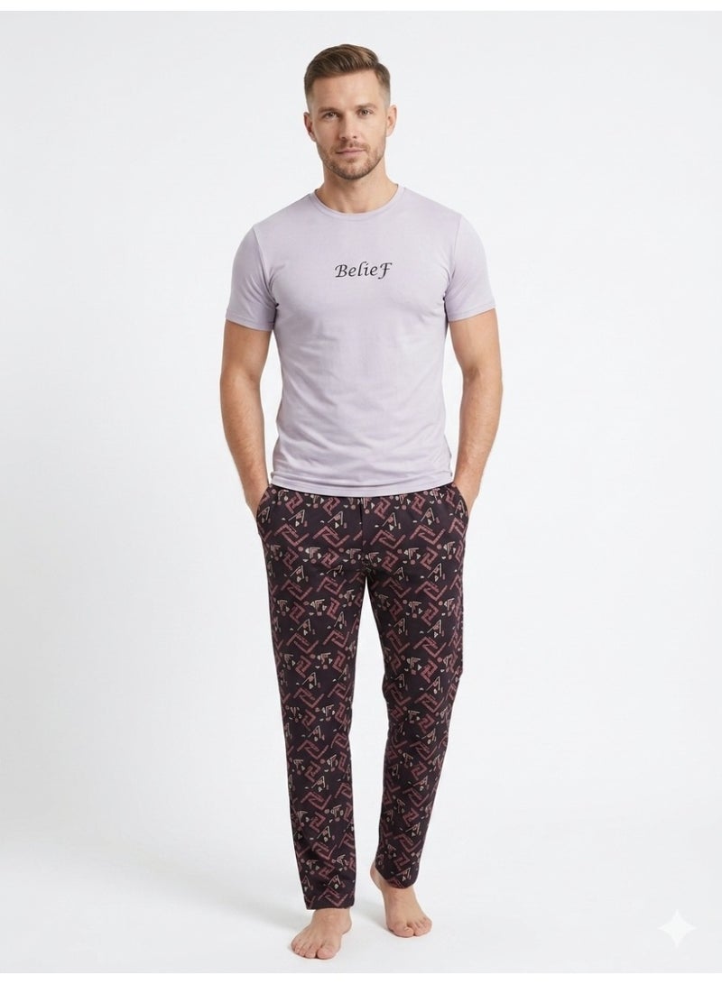 Caesar Men's two-piece pajama set: T-shirt and patterned pants - Image 1