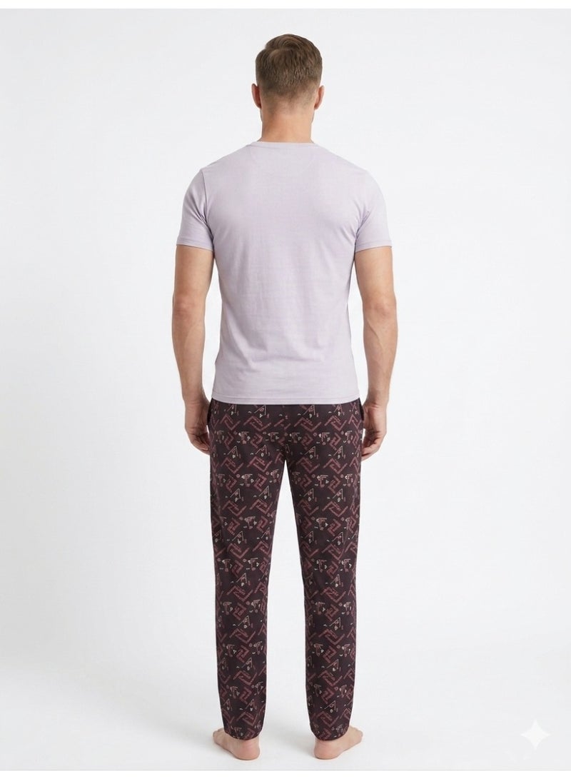 Caesar Men's two-piece pajama set: T-shirt and patterned pants - Image 3