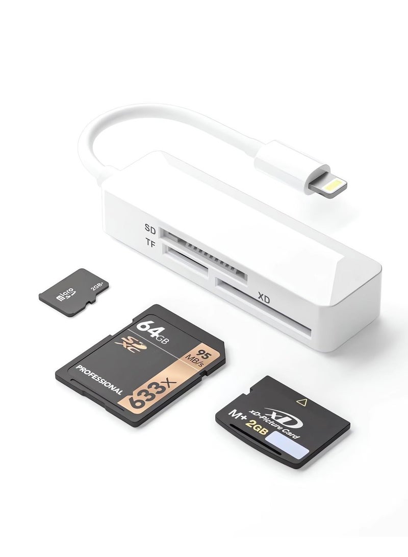 High-Speed Lightning SD Card Reader for iPhone 14 13 12 11 XS XR X 8 7 6 5 Supports SD TF XD Up to 256G - Image 1