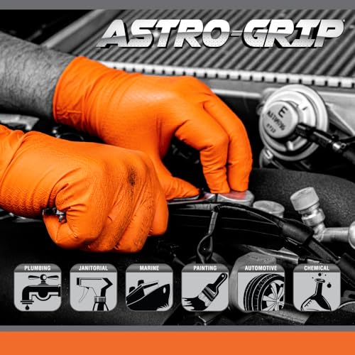 SAS Astro-Grip Powder-Free Exam Grade Nitrile Disposable Gloves. Size X-Large, Orange, 7 mil Thickness. Chemical and Puncture Resistant. Single-Use. Pack of 100. (66474) - Image 3