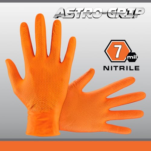 SAS Astro-Grip Powder-Free Exam Grade Nitrile Disposable Gloves. Size X-Large, Orange, 7 mil Thickness. Chemical and Puncture Resistant. Single-Use. Pack of 100. (66474) - Image 4