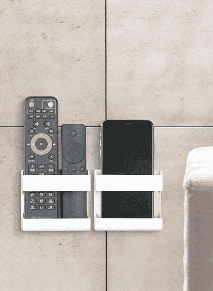 صندوق تخزين جهاز التحكم مثبت على الحائط متعدد الاغراض لريموت كنترول , جوال للمنزل والمكتب والمدرسة - قطعة واحدة أبيض - Image 3