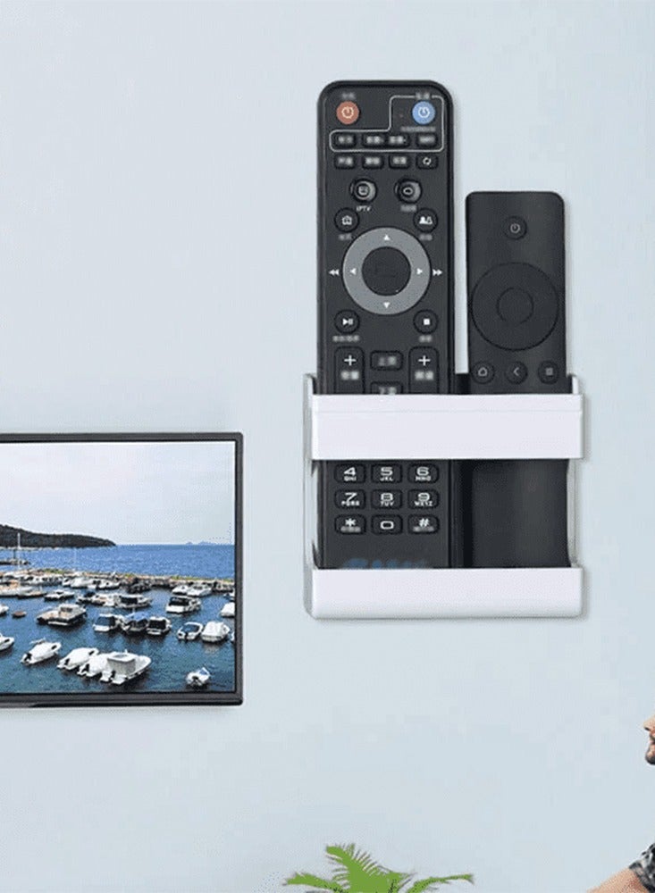 صندوق تخزين جهاز التحكم مثبت على الحائط متعدد الاغراض لريموت كنترول , جوال للمنزل والمكتب والمدرسة - قطعة واحدة أبيض - Image 5