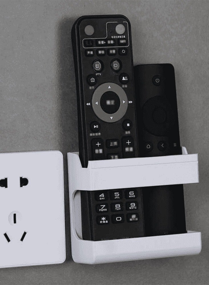 صندوق تخزين جهاز التحكم مثبت على الحائط متعدد الاغراض لريموت كنترول , جوال للمنزل والمكتب والمدرسة - قطعة واحدة أبيض - Image 1