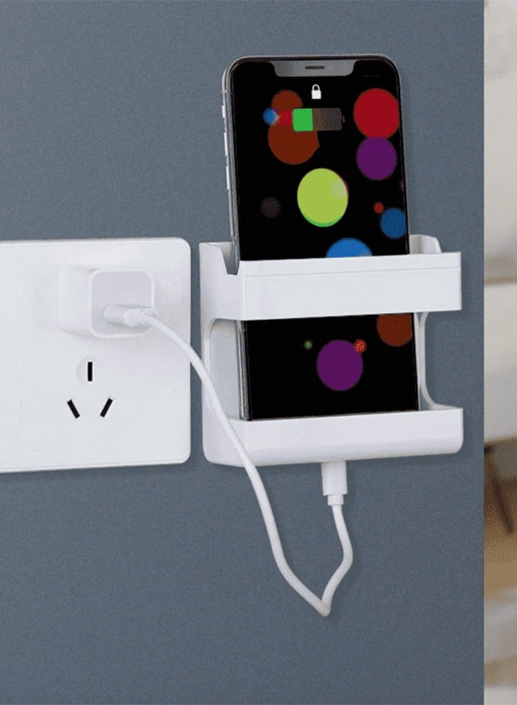 صندوق تخزين جهاز التحكم مثبت على الحائط متعدد الاغراض لريموت كنترول , جوال للمنزل والمكتب والمدرسة - قطعة واحدة أبيض - Image 2