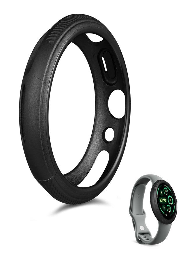 Wasserstein Protective Case Made for Google Pixel Watch 3 (45mm) - Ultra-Thin, Snap-On Rubber Case - NOT Compatible with Google Pixel Watch 3 (41mm), Pixel Watch 2 & Pixel Watch (1st gen) - Black - Image 1