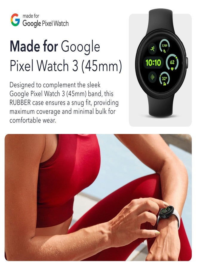 Wasserstein Protective Case Made for Google Pixel Watch 3 (45mm) - Ultra-Thin, Snap-On Rubber Case - NOT Compatible with Google Pixel Watch 3 (41mm), Pixel Watch 2 & Pixel Watch (1st gen) - Black - Image 4
