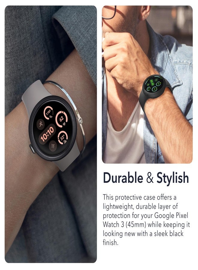 Wasserstein Protective Case Made for Google Pixel Watch 3 (45mm) - Ultra-Thin, Snap-On Rubber Case - NOT Compatible with Google Pixel Watch 3 (41mm), Pixel Watch 2 & Pixel Watch (1st gen) - Black - Image 5