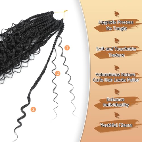 Karida 9 Packs Goddess Box Braids Crochet Hair For Black Women 10 Inch, Crochet Braids With Curly Ends, Boho Crochet Braids Goddess Braids Crochet Hair (10 Inch, 1B#) - Image 4