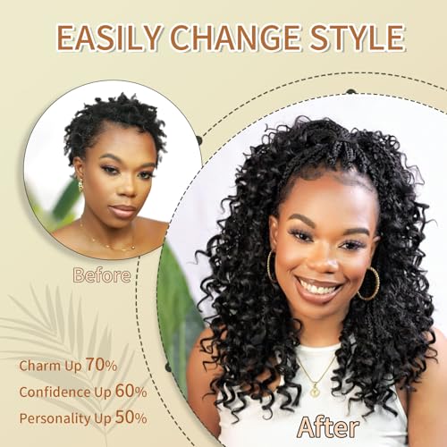 Karida 9 Packs Goddess Box Braids Crochet Hair For Black Women 10 Inch, Crochet Braids With Curly Ends, Boho Crochet Braids Goddess Braids Crochet Hair (10 Inch, 1B#) - Image 3