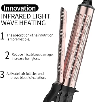 K&K KK Professional Infrared Curling Iron 32mm The Maximum Temperature can be as high as 230 Degrees Celsius Dual Voltage Rose Gold Aluminum Tube - Image 2