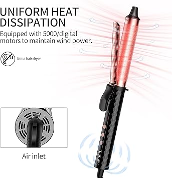 K&K KK Professional Infrared Curling Iron 32mm The Maximum Temperature can be as high as 230 Degrees Celsius Dual Voltage Rose Gold Aluminum Tube - Image 3