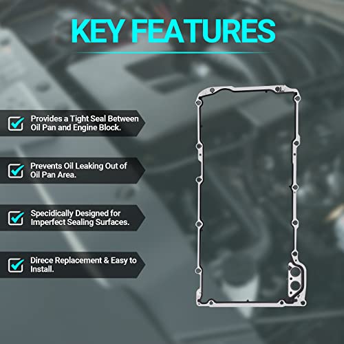 MNJWS Oil Pan Gasket Set - Compatible with 4.8L 5.3L 6.0L 6.2L Chevy Silverado, Suburban, Tahoe, Trailblazer, GMC Sierra, Yukon, Cadillac Escalade - Replace 12612350 OS30693R - Image 4