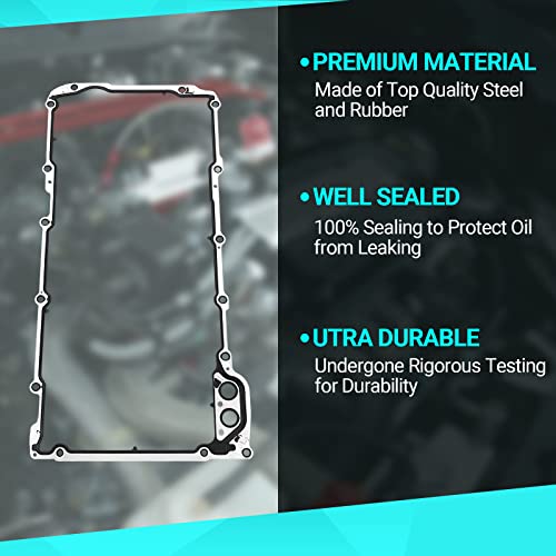 MNJWS Oil Pan Gasket Set - Compatible with 4.8L 5.3L 6.0L 6.2L Chevy Silverado, Suburban, Tahoe, Trailblazer, GMC Sierra, Yukon, Cadillac Escalade - Replace 12612350 OS30693R - Image 5