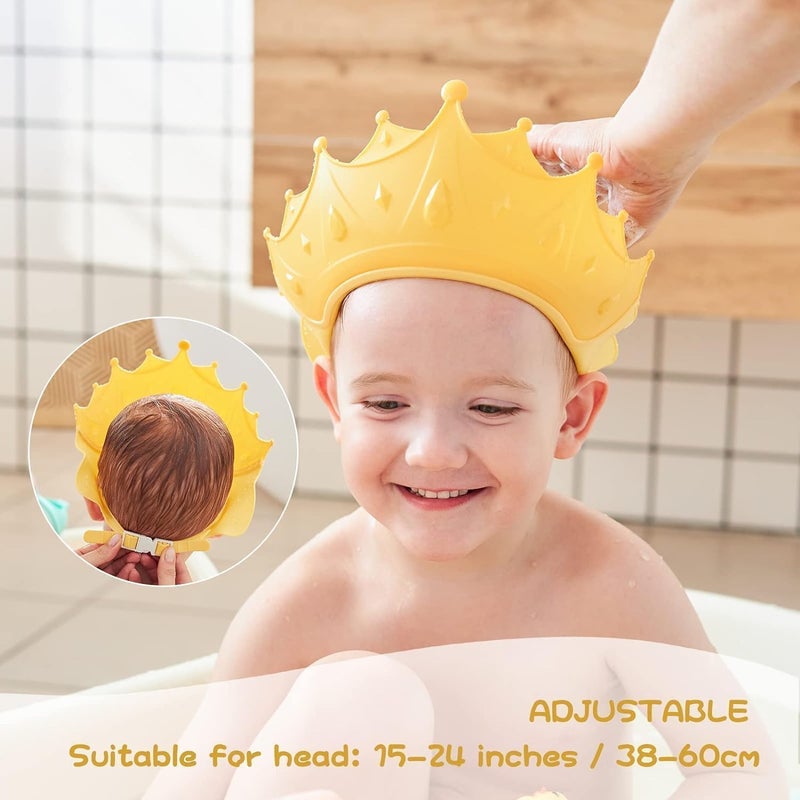VIHLANATH Baby Shower Cap, Shower Cap for Kids 1-9 Years, Adjustable Silicone Crown with Eye & Ear Protection, Waterproof Bathing Hat for Washing Hair (Large) - Image 3