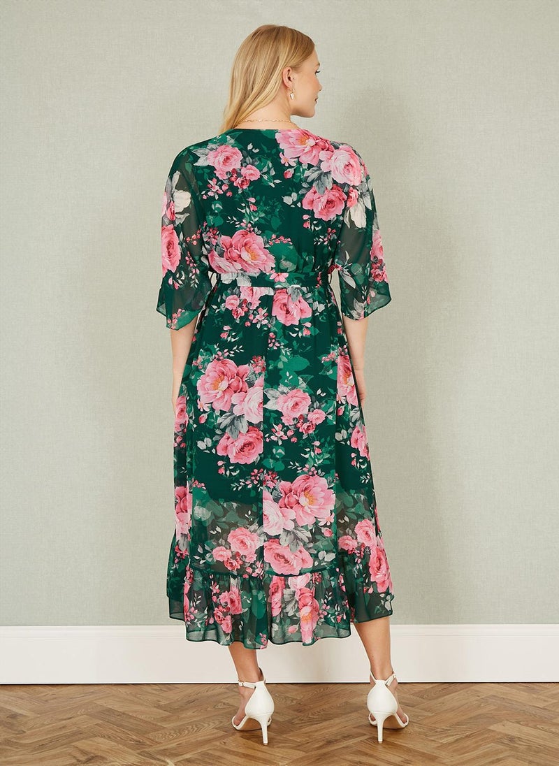 يامي فستان ميدي شيفون بنقشة الزهور - Image 3