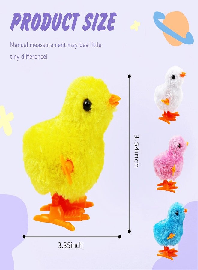 SAURAWAN 4PCS Chick Plush Wind Up Toys, Novelty Baby Chick Toys - Wind Up Easter for Kids and Toddlers 1-3 2-4, Chicken for Easter Basket Stuffers, Party Favors - Animals Plush Clockwork - Image 2