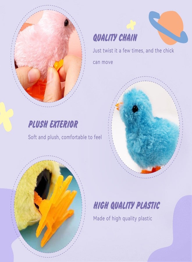 SAURAWAN 4PCS Chick Plush Wind Up Toys, Novelty Baby Chick Toys - Wind Up Easter for Kids and Toddlers 1-3 2-4, Chicken for Easter Basket Stuffers, Party Favors - Animals Plush Clockwork - Image 3
