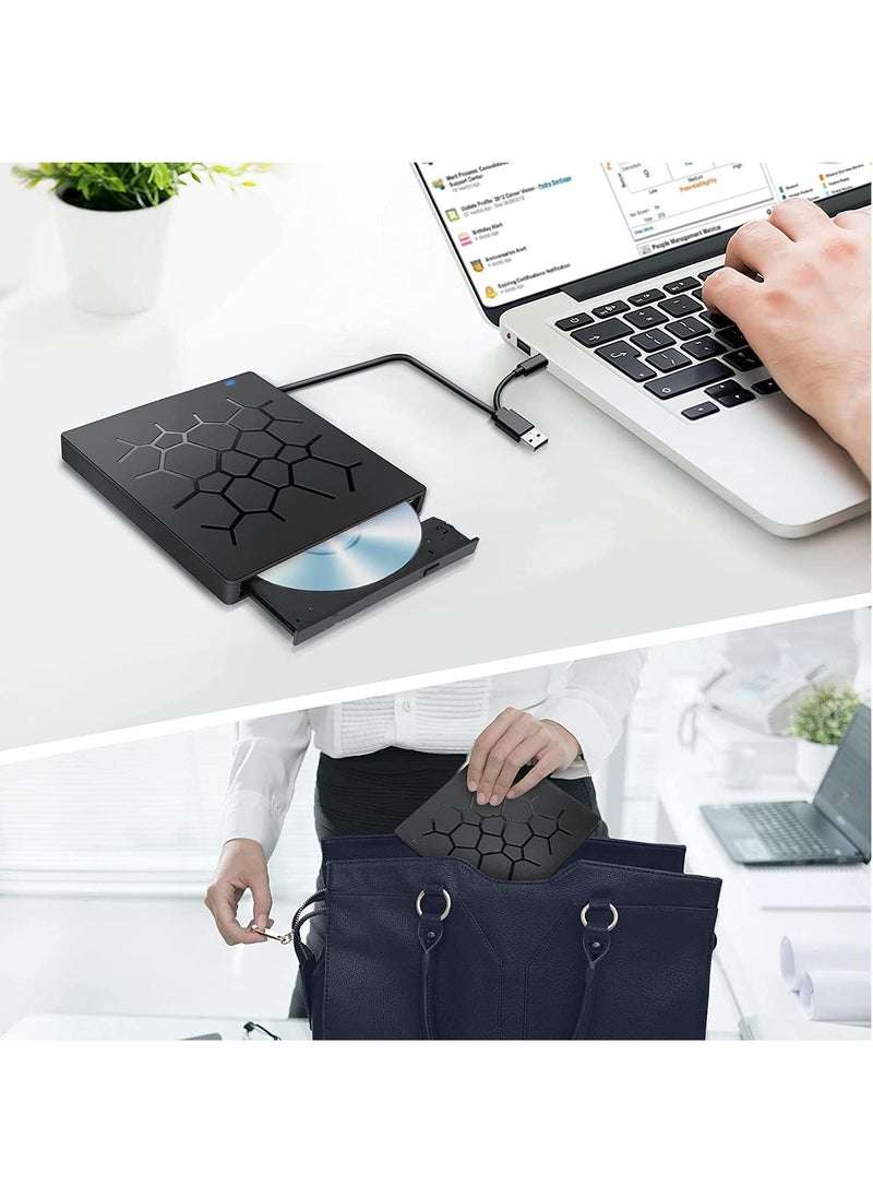 GUDOO External DVD Drive USB 3.0 CD DVD Burner for Laptop Type-C CD/DVD  Optical Disk Drive with 4 USB Ports and 2 SD Card Slots Ultra Slim for Mac PC Windows 11/10/8/7 Linux OS  - Image 4
