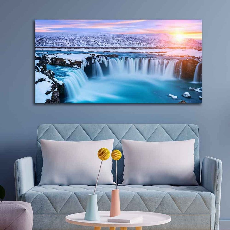 VIBECRAFTS VIBECRAFTS Homcraft Canvas Paintings for Living Room Drawing Room Amazing afoss Waterfall in Winter Premium Canvas Wall Painting for HomeOfficeGiftPTVCH_2360