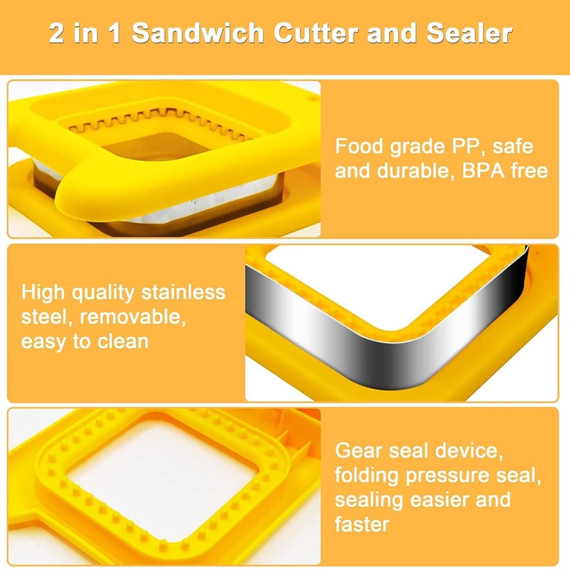 SEYROLIN SEYROLIN Sandwich Cutter and Sealer Pocket Sandwiches Cutter Uncrustables Maker Breakfast Sandwich Maker Great for Lunchbox and Bento Box Bread Mold Square for Cookie Cutters  - Image 4